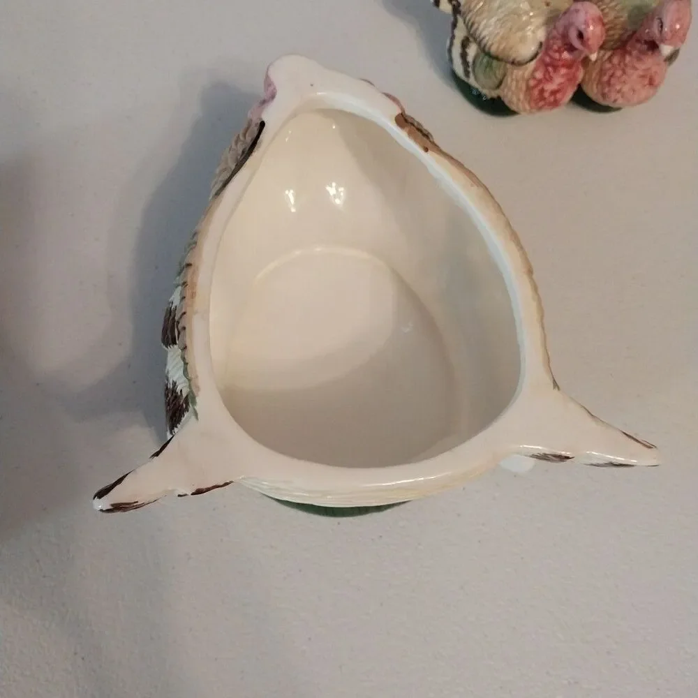Vintage Brinn's Turkey Ceramic Set Butter Dish Gravy Boat S&P Candleholders